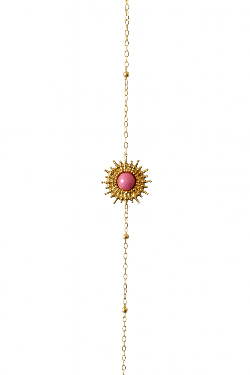 Bracelet soleil avec pierre rose