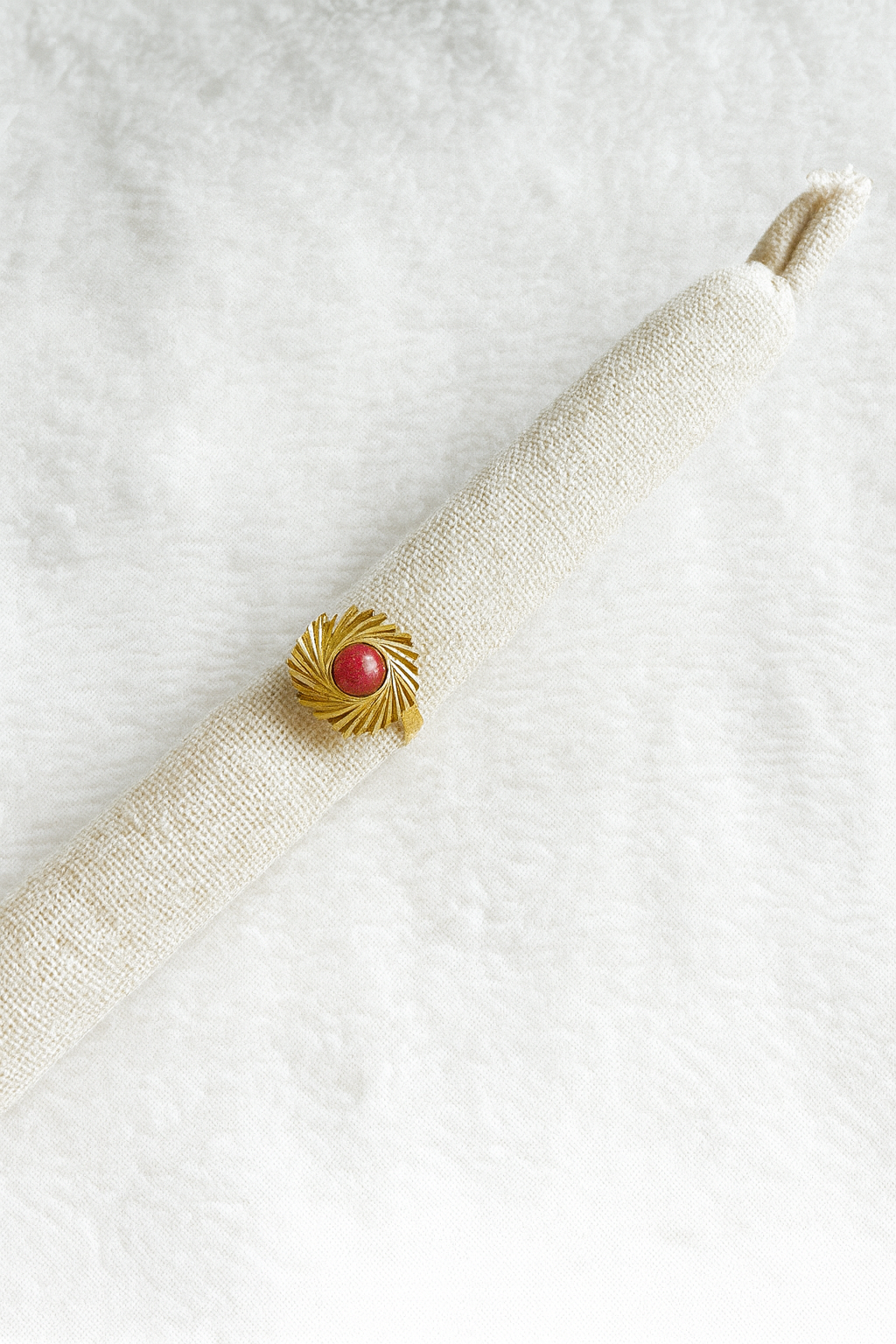 Bague Ajustable Pierre Ronde Rouge