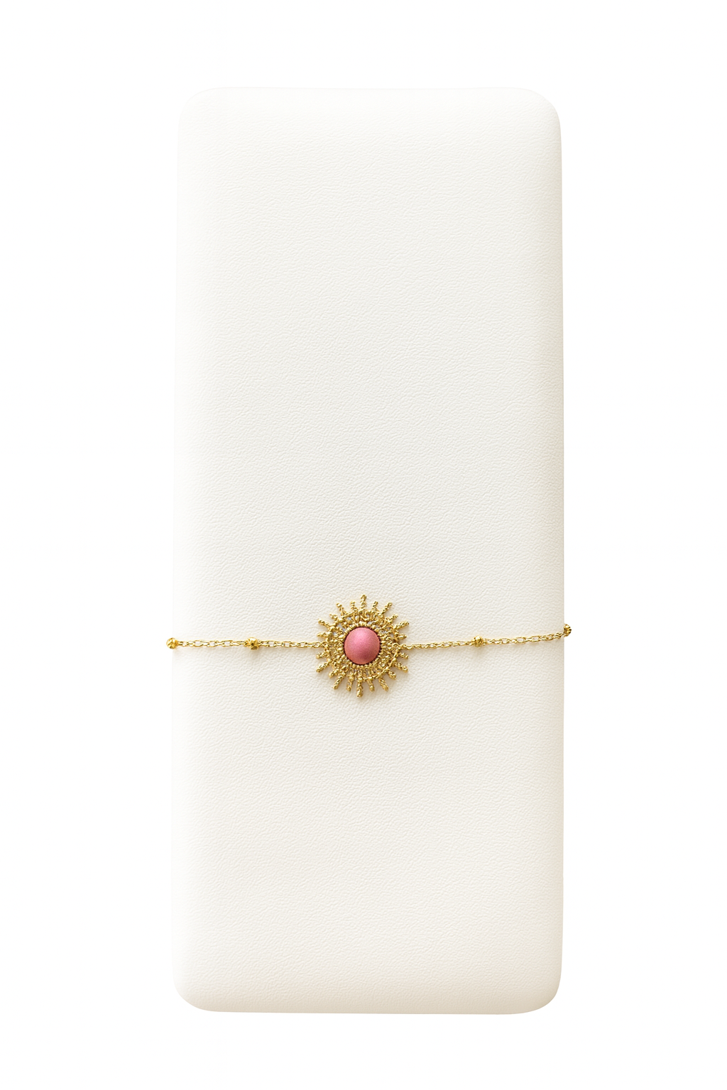 Bracelet soleil avec pierre rose