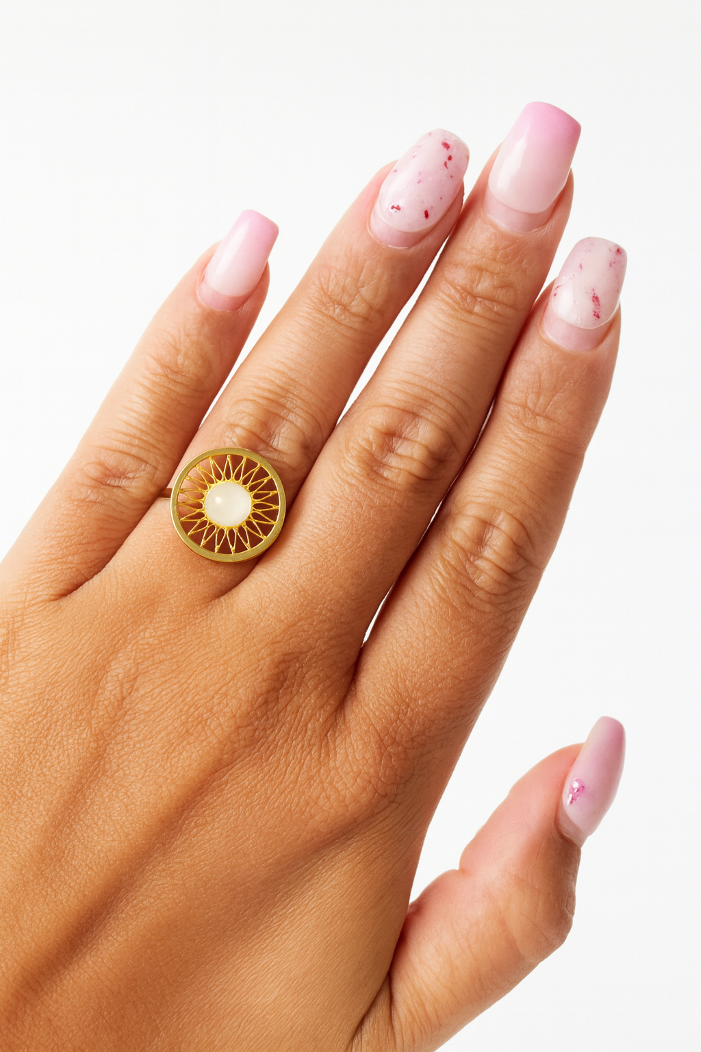 Bague Ajustable à Perle Rose