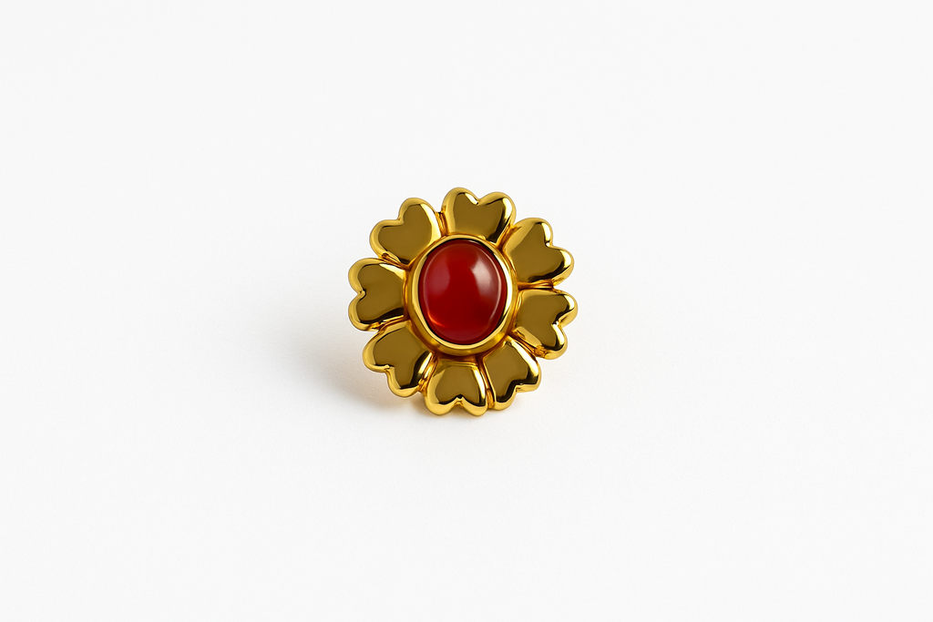 Bague ajustable Perle Rouge Centrale