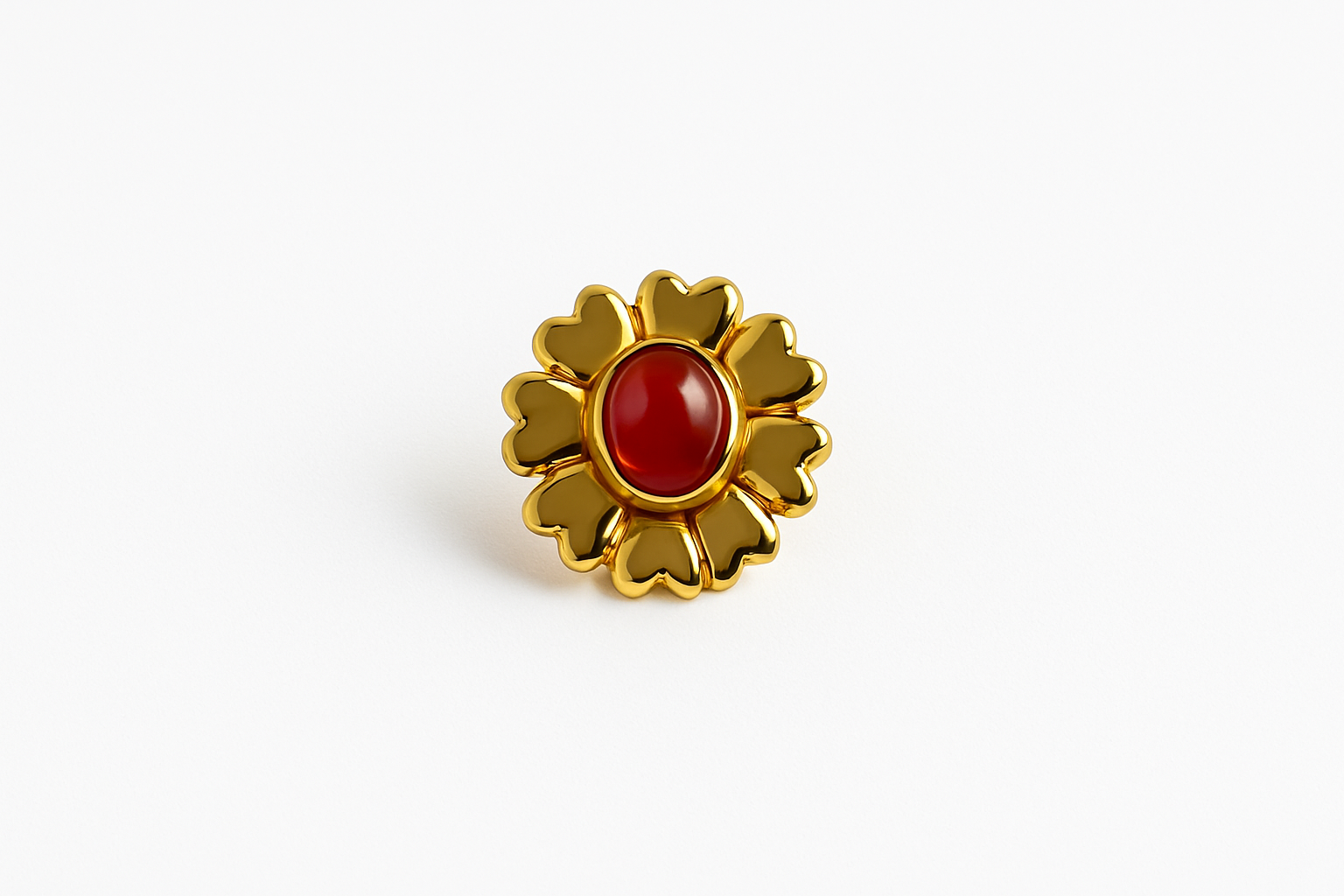 Bague ajustable Perle Rouge Centrale