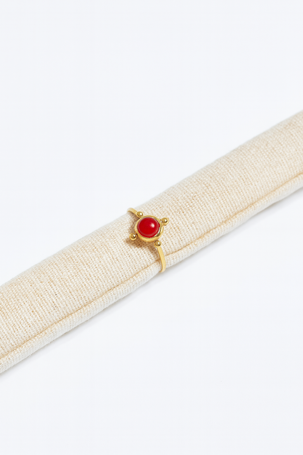 Bague Ajustable Perle Rouge