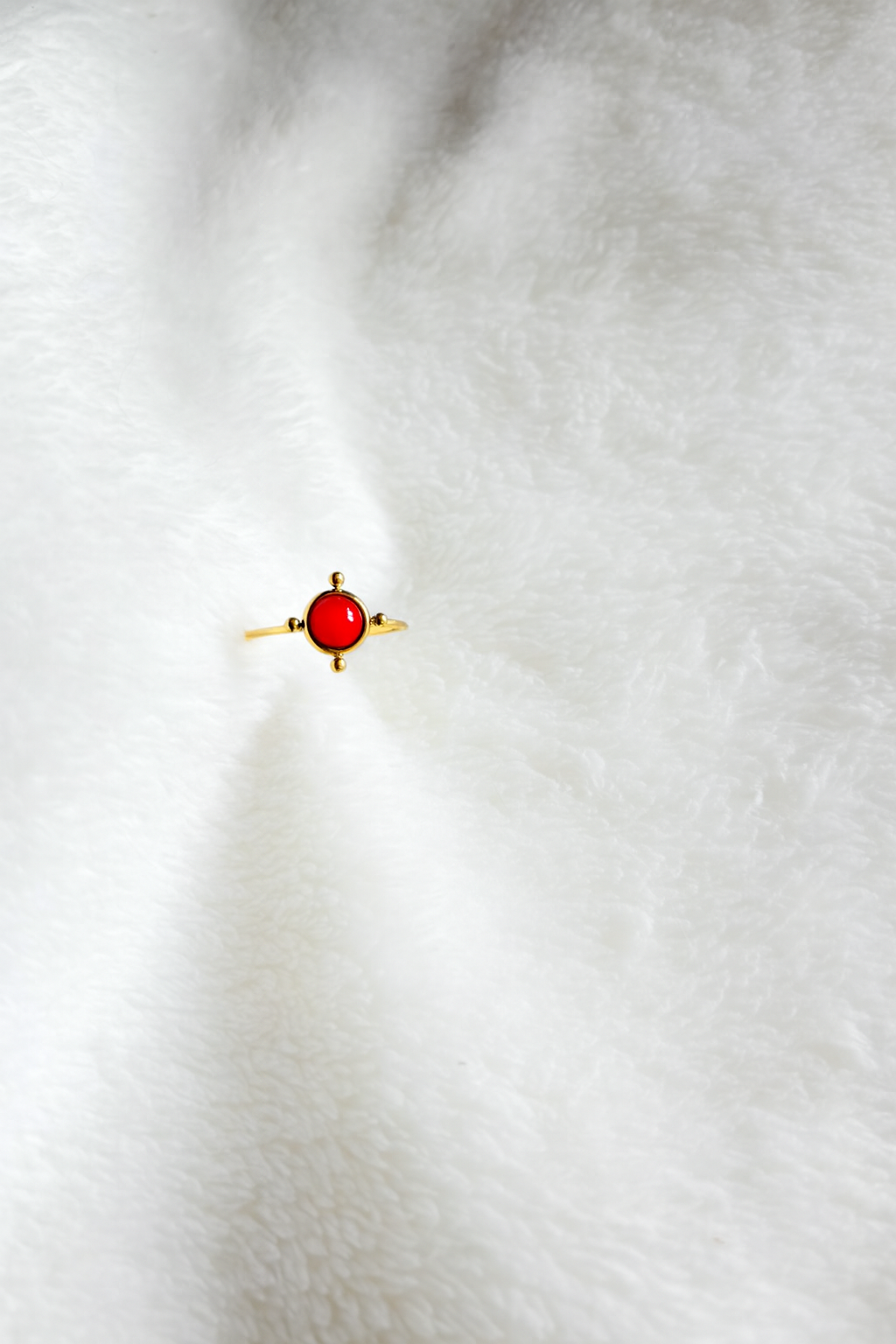Bague Ajustable Perle Rouge