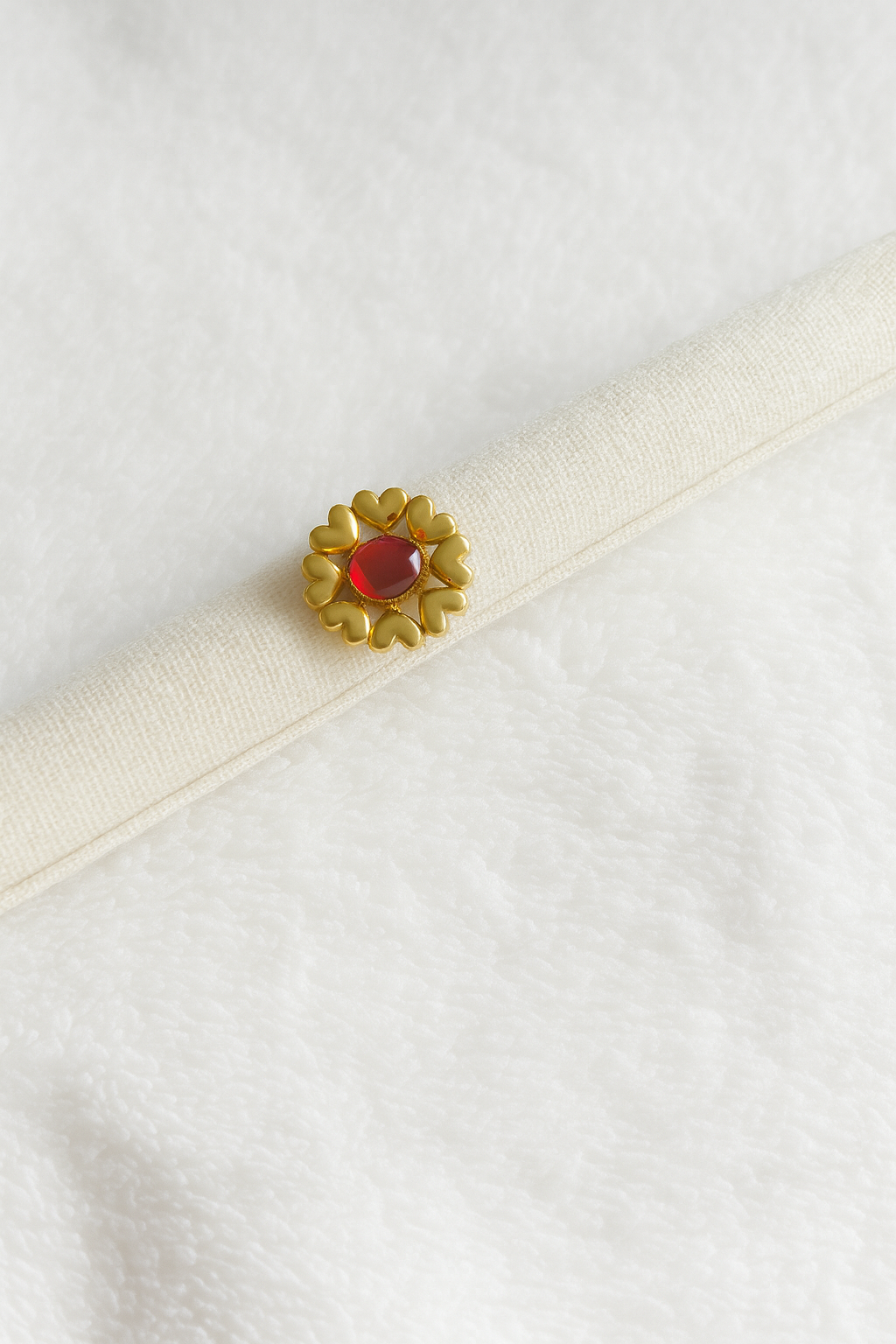 Bague ajustable Perle Rouge Centrale