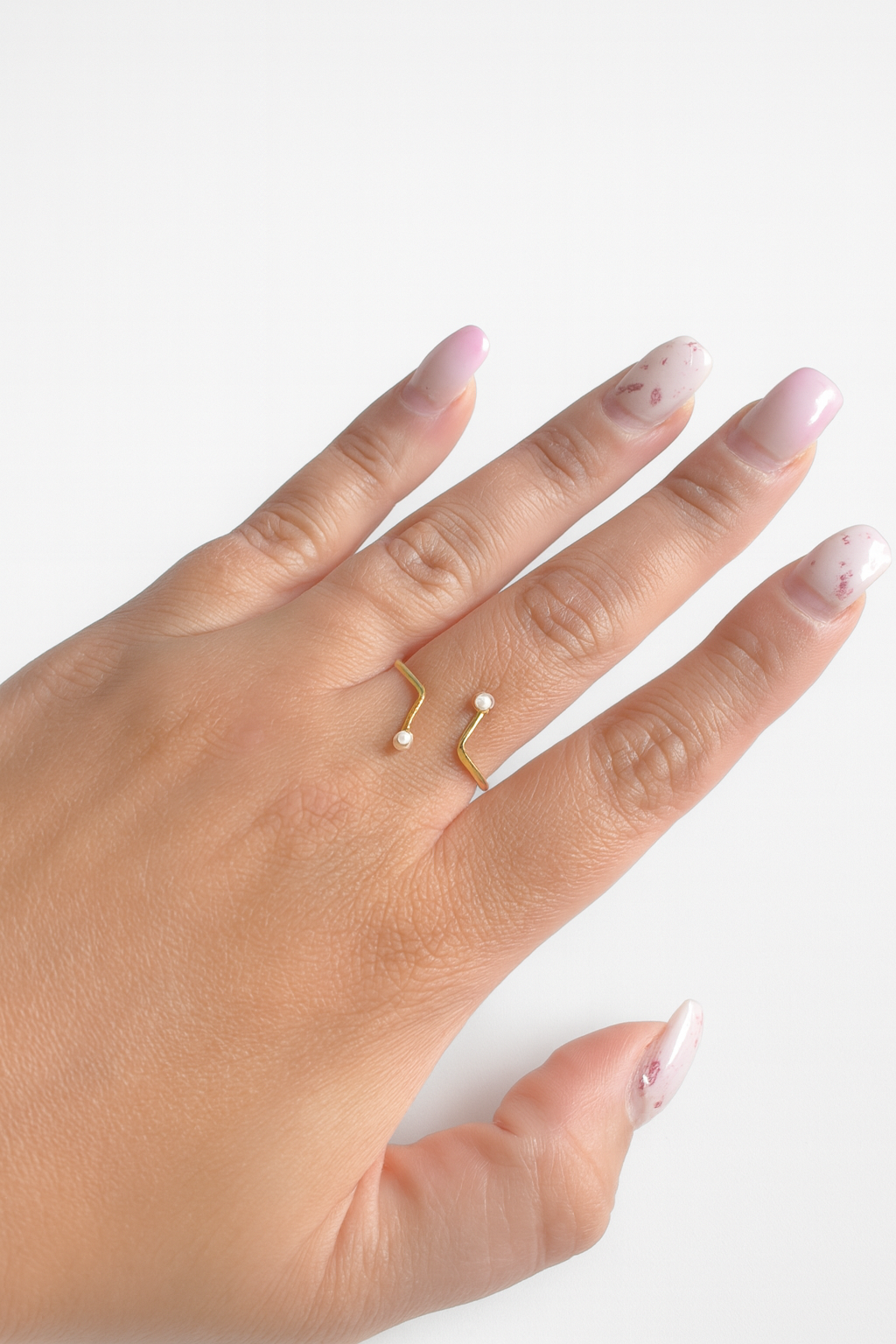 Bague Ajustable Fine Deux Perles Blanches