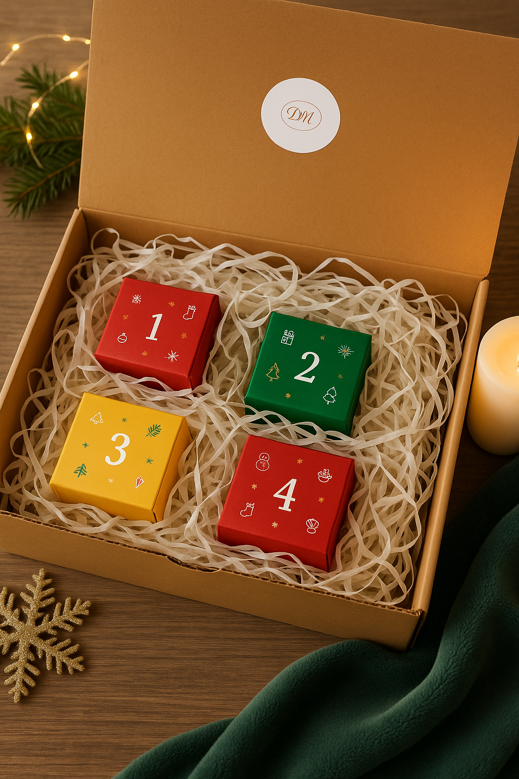 Calendrier de l'Avent 12 Bijoux Acier Inoxydable - Cadeau Noël