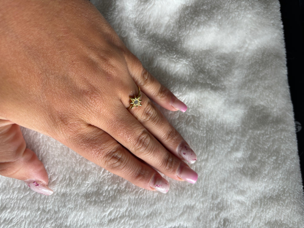 Bague Ajustable Étoile avec Diamant