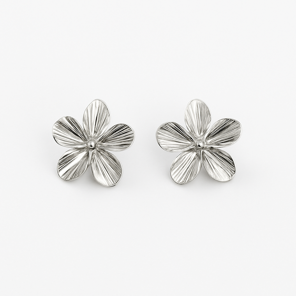 Boucles d'oreilles avec fleur et trèfle à cinq feuilles
