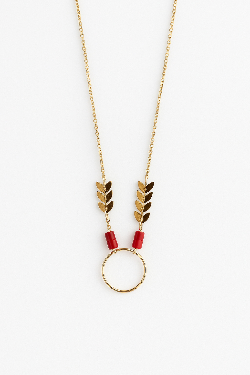 Collier doré feuillet et pierres de couleur