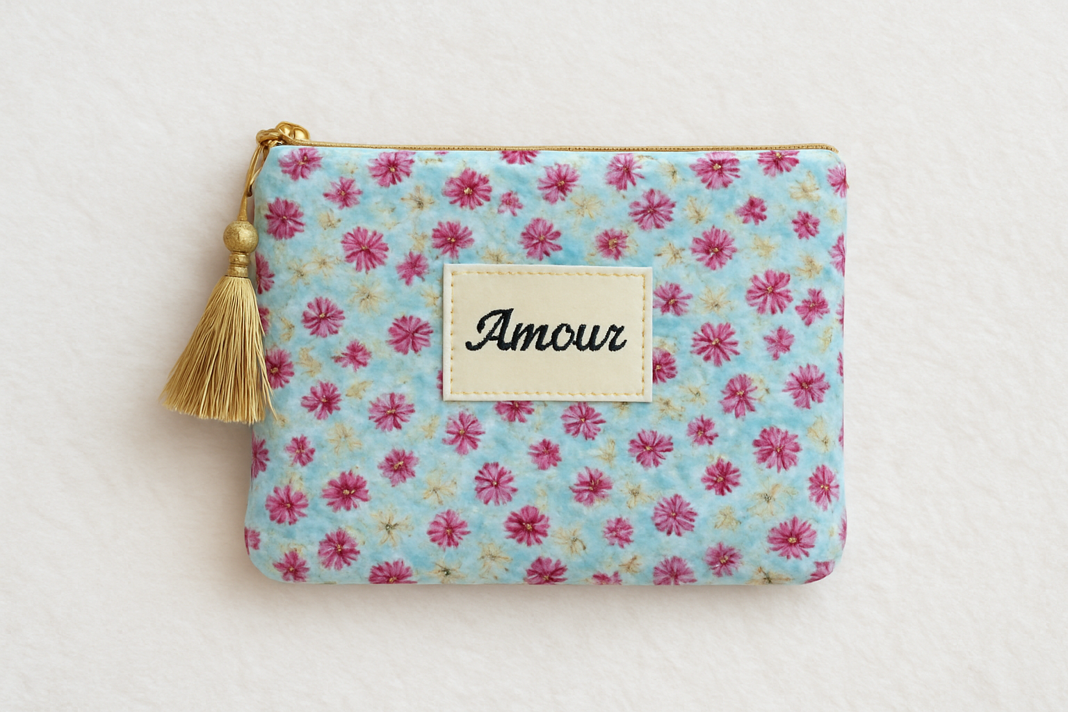 Pochette motif floral message amour