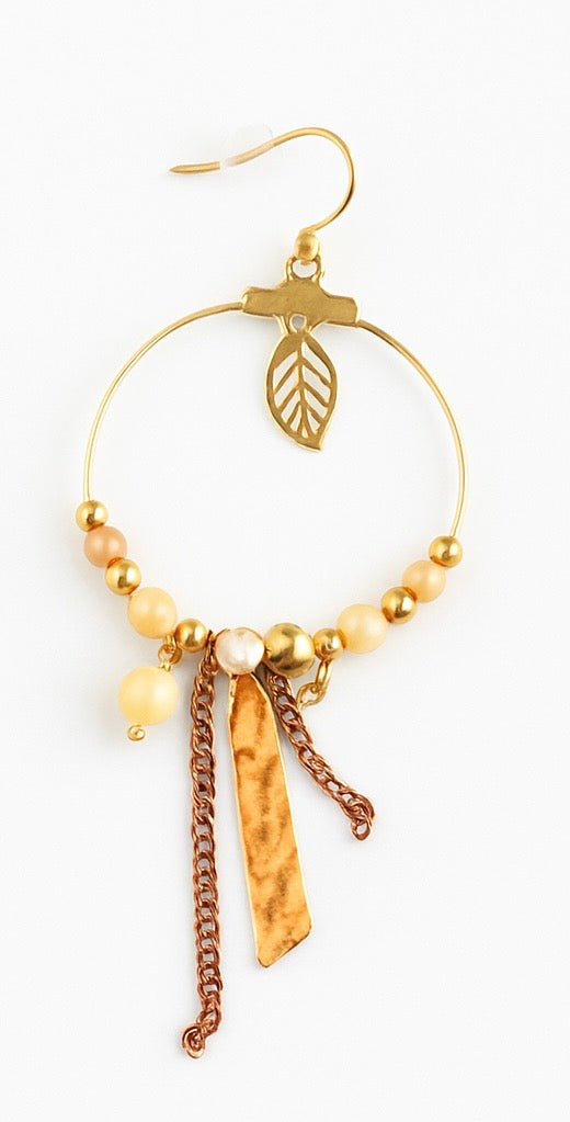 Boucles d'oreilles avec franges et feuille